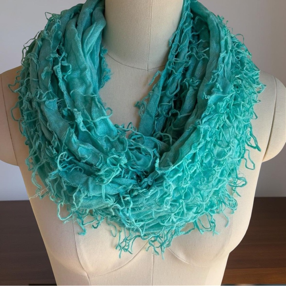 ~BUNDLE ONLY~Bright Turquoise Fringed Infinity Scarf